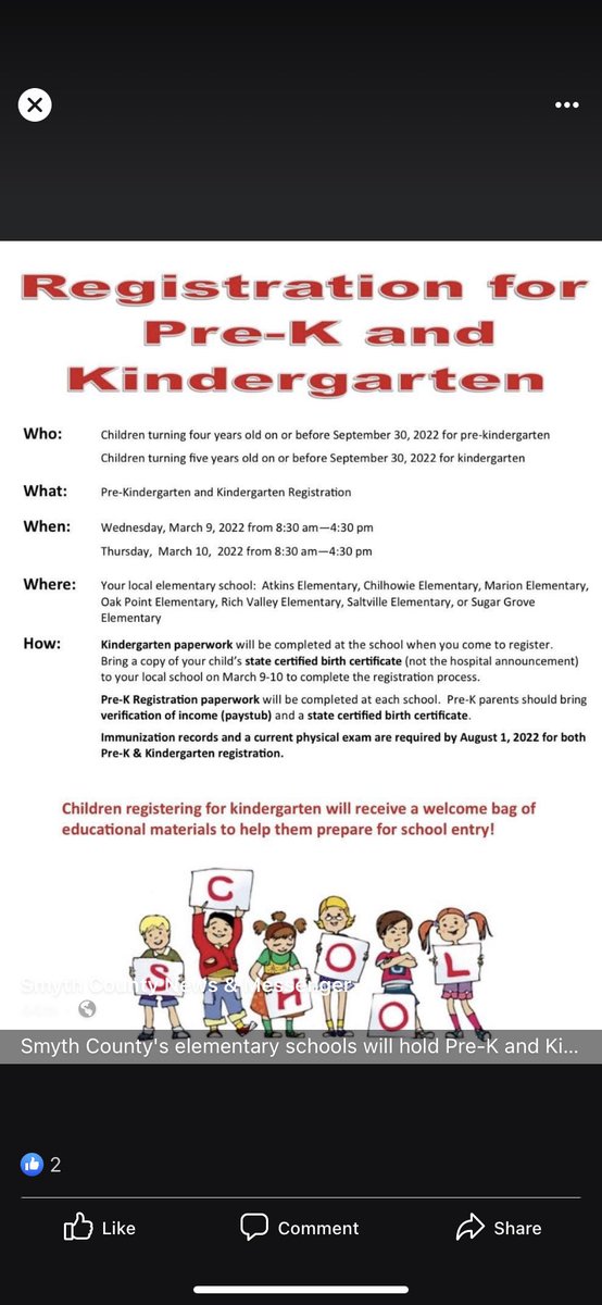 MESUpdates's tweet photo. Dates for Pre-K and Kindergarten registration https://t.co/znUXTeIjhw