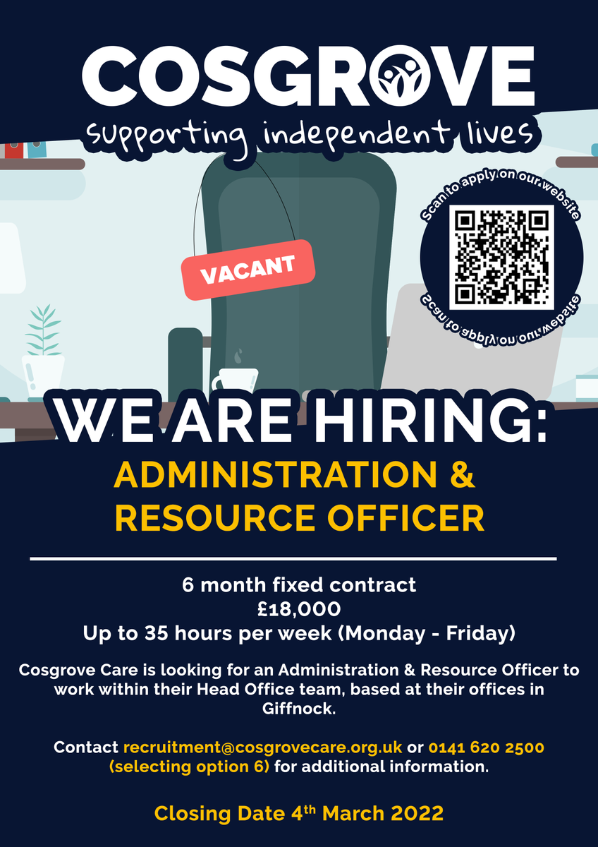 CosgroveCare's tweet photo. 1/2 Are you looking for your next challenge? We are looking to hear from proactive, customer focused individuals who thrive within a busy โcan-doโ environment whilst maintaining high levels of compliance. #AdminPost #jobopportunity #HealthandSocialCare #ResourceOfficer https://t.co/QjBM2N4kmU