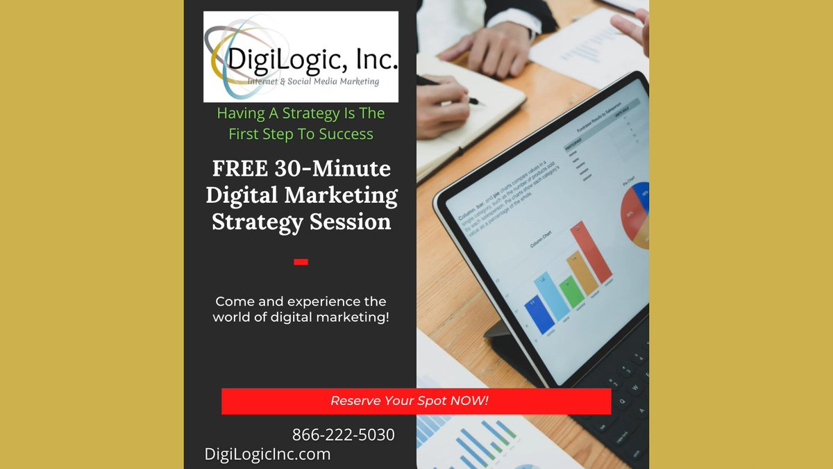 DigiLogicInc's tweet photo. Free Digital Marketing Strategy Session
Contact us for your free 30-Minute Digital Marketing Strategy Session

Request Here --> https://t.co/6H94p6oZSF

#digitalmarketingstrategy #digitalmarketing #marketingtips #digitalmarketingtips #sma #smm #digitalmarketingagency #marketing https://t.co/QHv4W04RJk