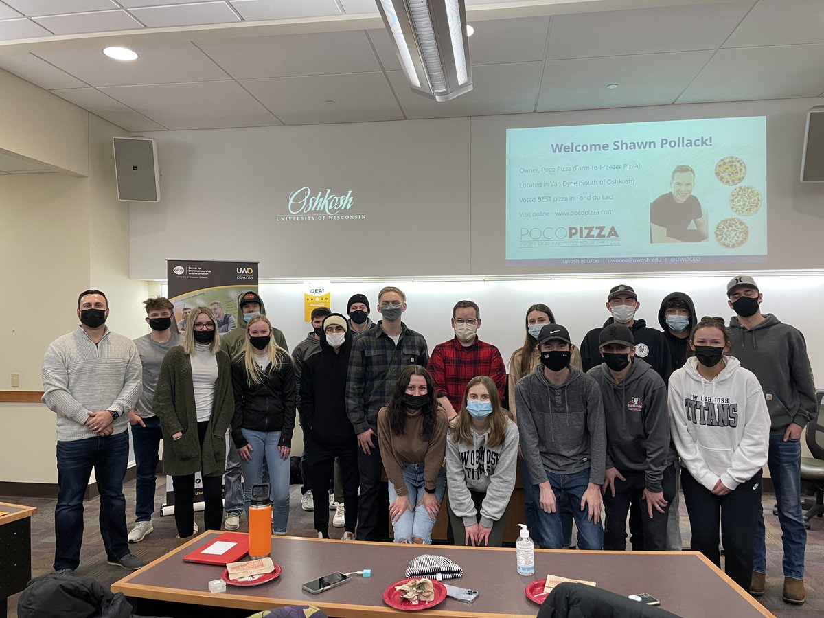 UWOCEO's tweet photo. Last night was our first Speaker Series event of the semester. Shawn Pollack talked about his entrepreneurial journey with Poco Pizza. He also talked about some of his future ventures coming soon to the Winnebago Area. 

Stay tuned for more fun CEO events! https://t.co/Rd2IsuLbCz