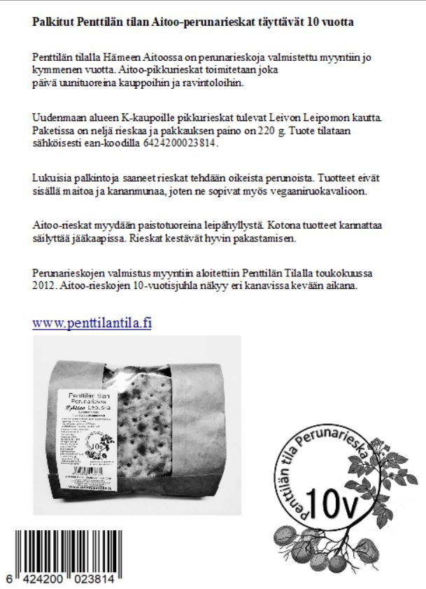 HePentt's tweet photo. Nyt voit auttaa yhden maatilan tuotteiden menekkiä.
Tänään jaettiin kaikkiin Uudenmaan K-kauppoihin tällainen tiedote meidän rieskoista ja jaan nyt sen myös teille. Kysykää, ostaka ja jääkää koukuun 😉@KRuoka @leivonleipomo @penttilantila https://t.co/4QYrOBYUfr