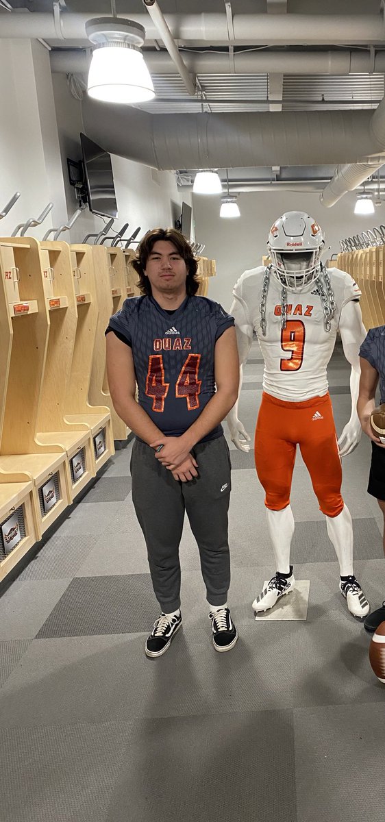 Zacek83's tweet photo. I would like to thank @OUAZFootball for the visit and offer. I would also like to thank @VVHS_Monsoon_FB, @MonsoonRecruits. https://t.co/ThfvFTJvLu