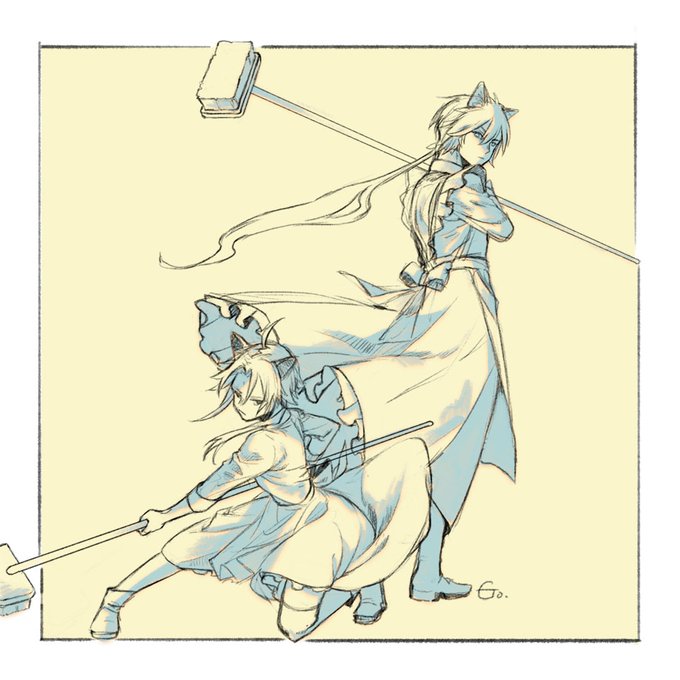 途中で描くの疲れちゃった猫メイド戦闘員鍾魈 