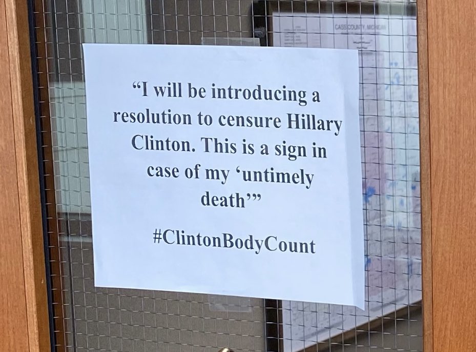 rossjonesWXYZ's tweet photo. This sign is taped to the office door of State Rep. Steve Carra, a Michigan Republican currently running for Congress. https://t.co/I6noh8J7Rq