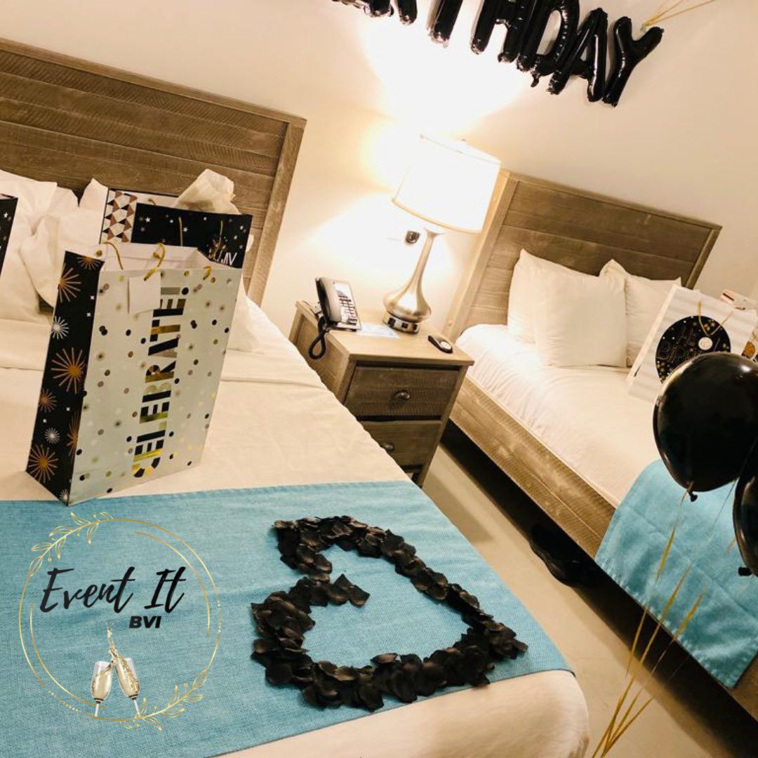 eventitbvi's tweet photo. It's #CreativeWednesday !

The #EventItBVI team shows our decorating skills with this surprise birthday hotel room set up. 

Follow us on Instagram:
@eventitbvi

Feel the #EventItBVIExperienece.
#Balloons #HappyBirthday #blackandgold #hotelroom #surprise https://t.co/cLQBk1iqx5