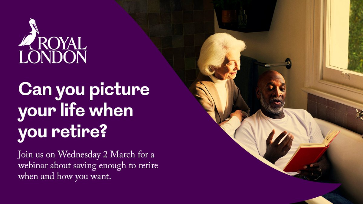 RoyalLondon's tweet photo. Picture your life when you retire. Are you doing all you can now to make that picture a reality? Join us on Wednesday 2 March for our webinar all about saving enough to retire when & how you want.
Register here: https://t.co/SKW0mZr7rN
#SaveToRetire #Retirement https://t.co/efMUcC07PO