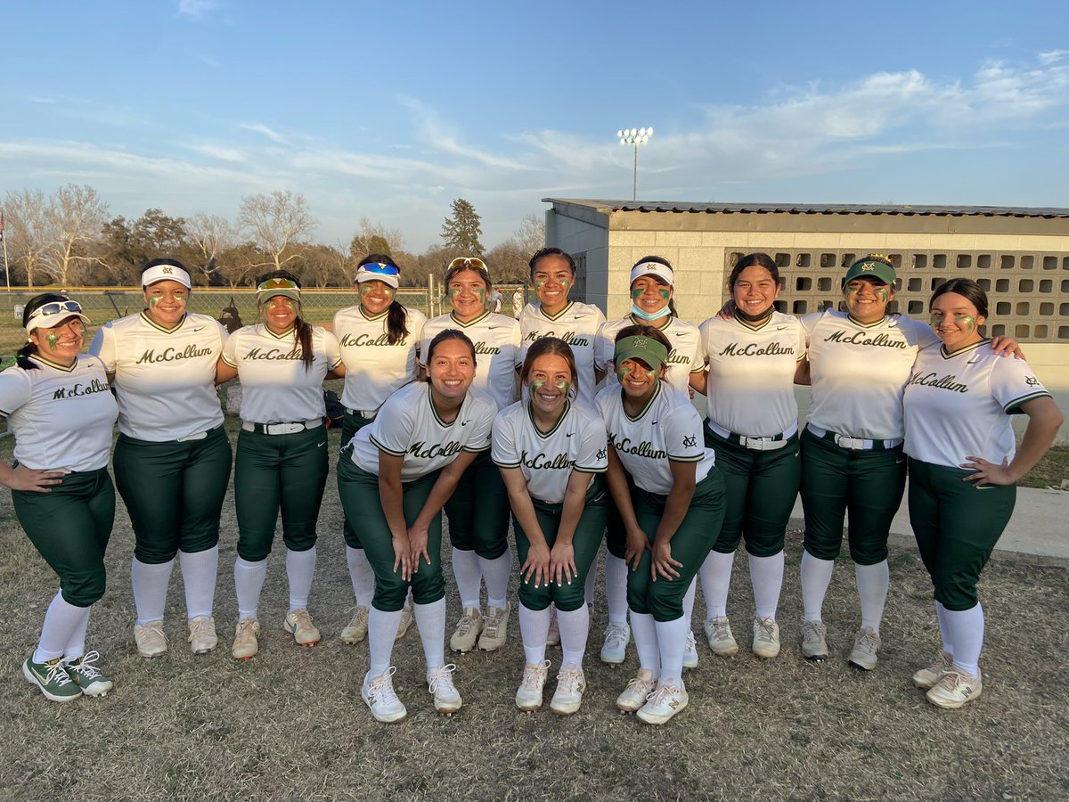 Congratulations to our softball team! McCollum takes the win against Harlandale 2-12! Great Way to start off district ! 💚💛💚💛