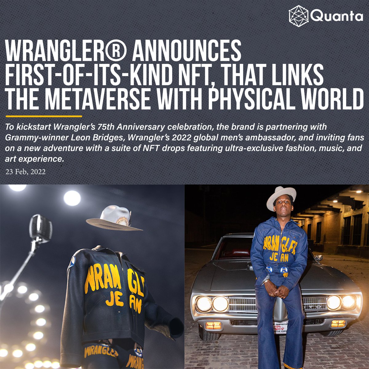 quanta0x's tweet photo. Wrangler® Announces First-of-its-kind NFT, That Links the Metaverse With Physical World.
https://t.co/mLxyD2vyCo https://t.co/3pF5yFc6Mw