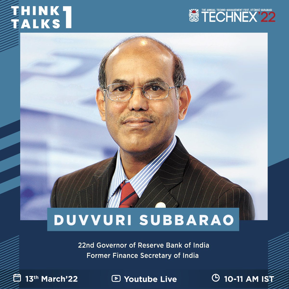 technexiitbhu's tweet photo. Technex'22 is pleased to announce that Dr. 
@SubbaraoDuvvuri will be visiting us for this year's first Think Talk.

Don't miss on this once-in-a-lifetime chance! Register at https://t.co/0xOzSHsXnL straight away. https://t.co/akw38VfSsV