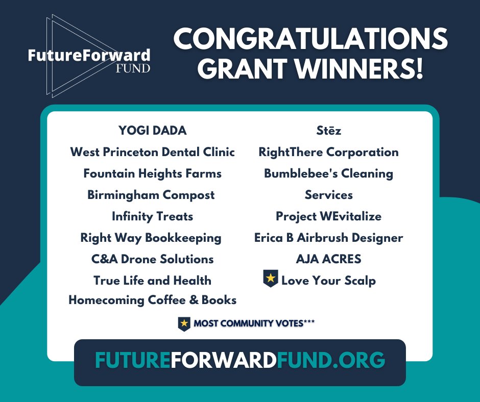 thepennyfdn's tweet image. Join us in congratulating the February 2022 Future Forward Grant Recipients! Stay tuned as we share more about each business. 

#FutureForward2022  
#BirminghamAl