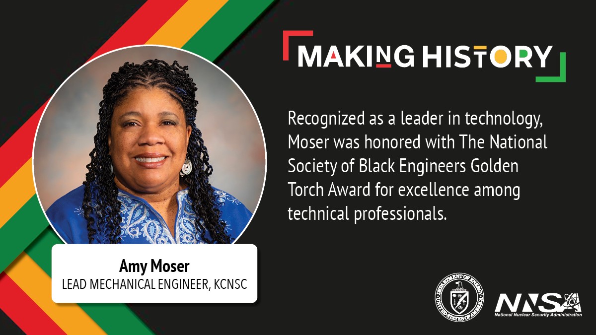 KCNSC's tweet photo. Focus on #BlackHistoryMonth: Amy Moser is not only known for her engineering accomplishments @KCNSC but also her creative finance solutions that provide scholarships to #MSIPP interns. https://t.co/wb5PBNpMIK https://t.co/2w7LSOOgDf