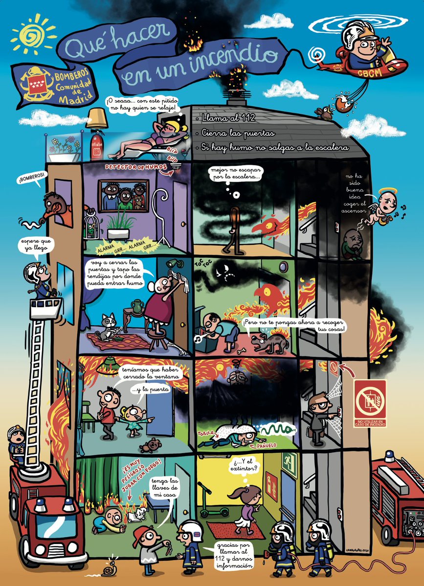 GrupoEurofesa's tweet photo. Esta divertida viñeta de los Bomberos de la Comunidad de Madrid expone de manera sencilla y divertida una serie de consejos en caso de #incendio para los más pequeños de la casa.

¡Merece la pena echarle un vistazo! ⬇️ https://t.co/9fTQTWdiCK