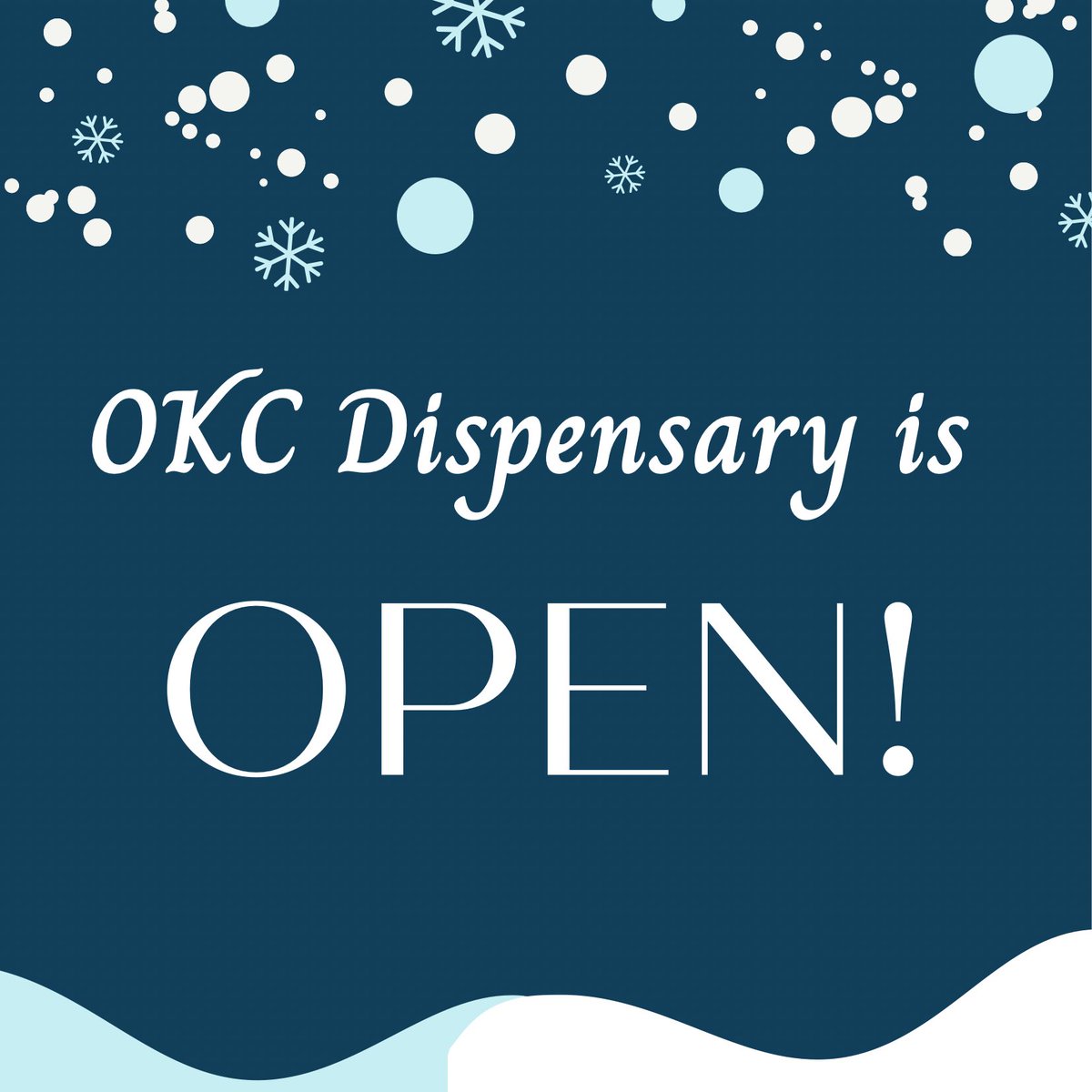 OKCDispensary's tweet photo. We are OPEN! Stay safe and stay warm! #okcdispensaries #okc https://t.co/m8yssBnmYP