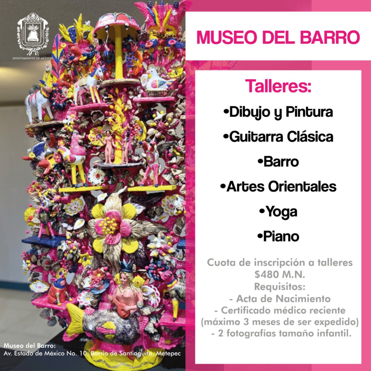 ¡Atención vecinos!
Los talleres culturales regresaron.
<a href="/Cultura_Metepec/">Dirección de Cultura en Metepec</a>