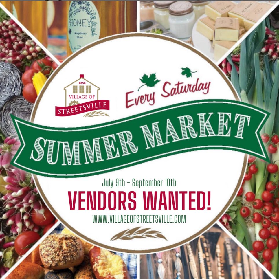 Vendors Wanted! Apply at villageofstreetsville.com

Our Summer Market will be back every Saturday from July 9th - September 10th in the Streetsville Village Square! ☀️ 

All vendors and businesses are welcome to apply!