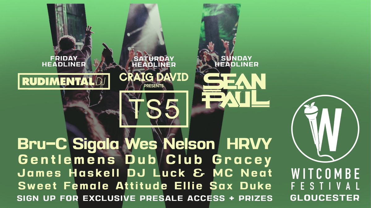 Sean Paul, Craig David, Rudimental + more HUGE talent at Witcombe 2022! 🔥🎉 Sign up for exclusive presale tickets and once in a lifetime competitions 👇 arep.co/p/witcombe-fes… #witcombe #witcombe2022 #musicfestival #ukfestival #lineup #seanpaul #craigdavid #rudimental