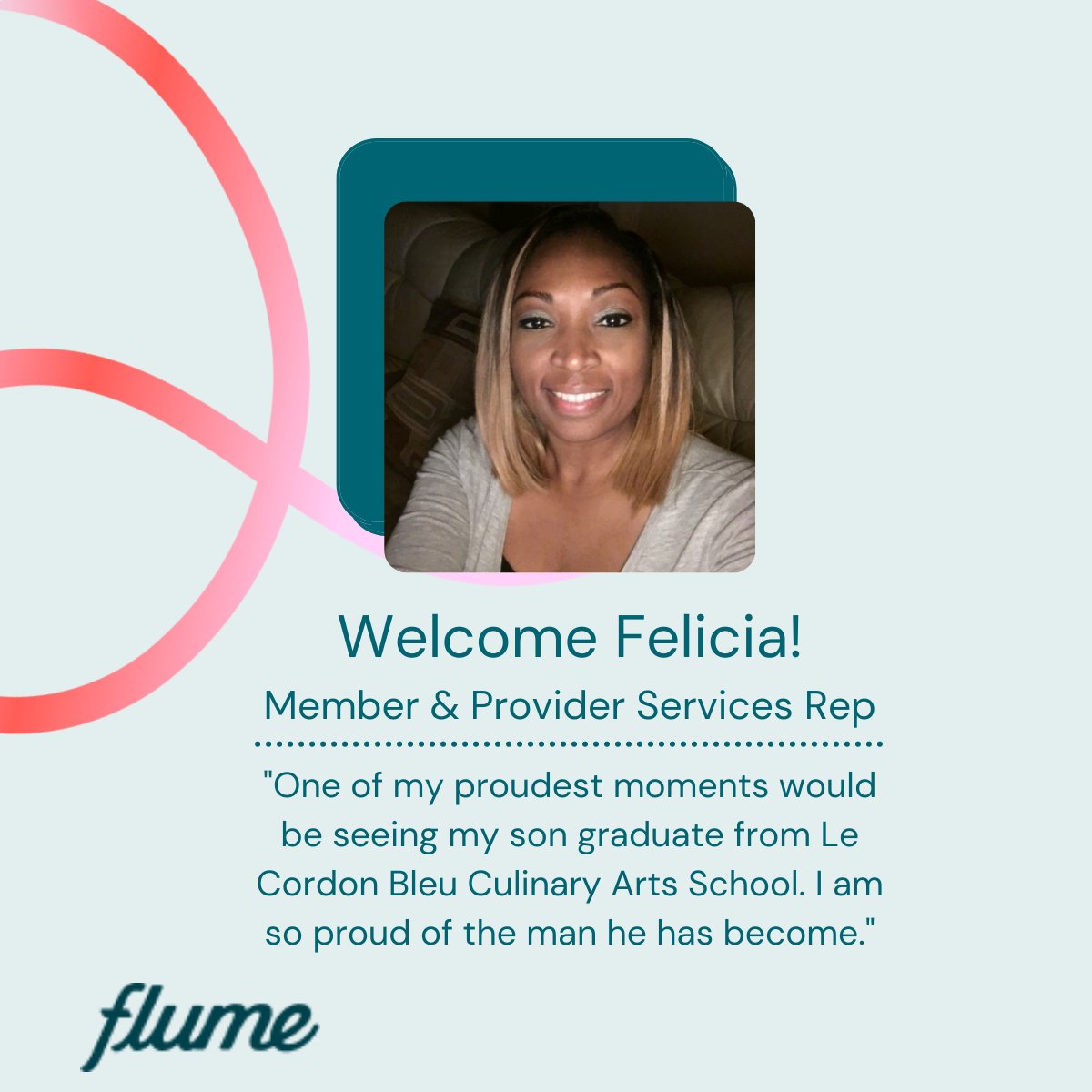 Say hello to Felicia! 👋

We're thrilled to have Felicia join Flume as a Member &amp; Provider Services Representative.