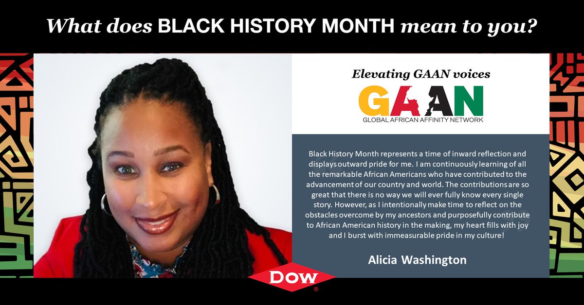 “Black History Month represents a time of inward reflection and displays outward pride for me. I am continuously learning of all the remarkable African Americans who have contributed to the advancement of our country and world. The contributions are so great that there is no way we will ever fully know every single story. However, as I intentionally make time to reflect on the obstacles overcome by my ancestors and purposefully contribute to African American history in the making, my heart fills with joy and I burst with immeasurable pride in my culture!” – Alicia Washington