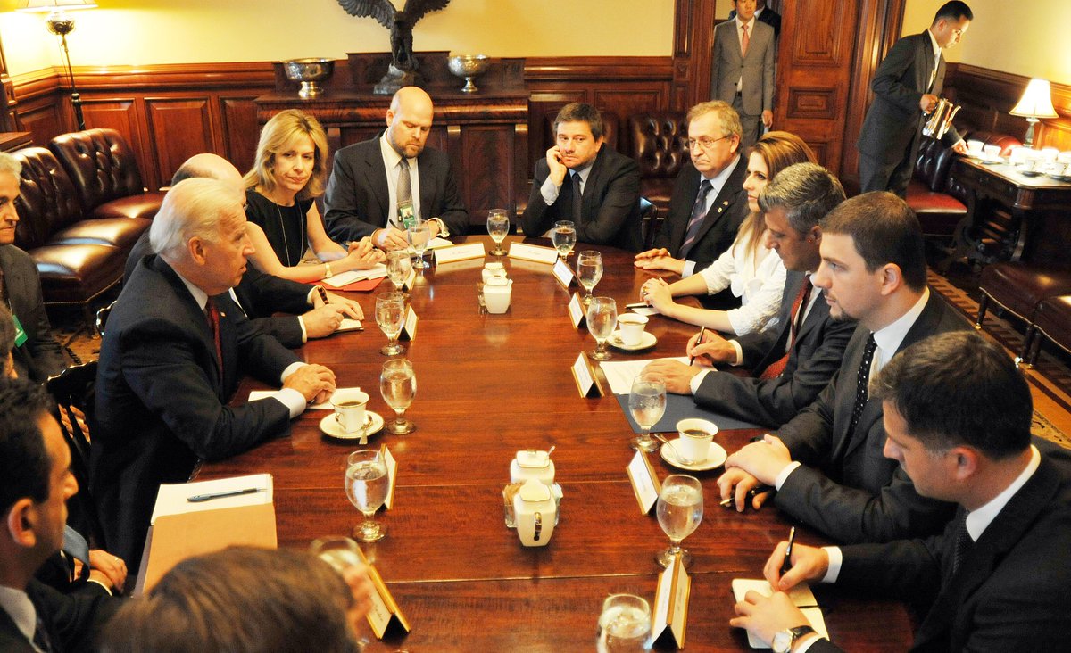 MemliKrasniqi's tweet photo. It was a pleasant surprise to realize yesterday in a meeting with @USAmbKosovo that some 12 years ago, we were in the same room at the @WhiteHouse in a meeting of @POTUS (then Vice President Biden) with the then Prime Minister of #Kosovo @HashimThaciRKS. https://t.co/qSBQNpkQ7s