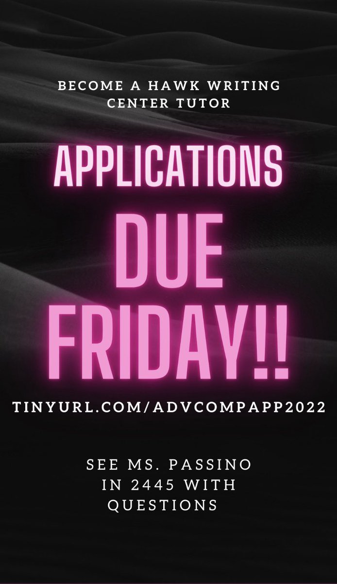 HSWritingCenter's tweet image. Just two more days to apply!! tinyurl.com/advcompapp2022