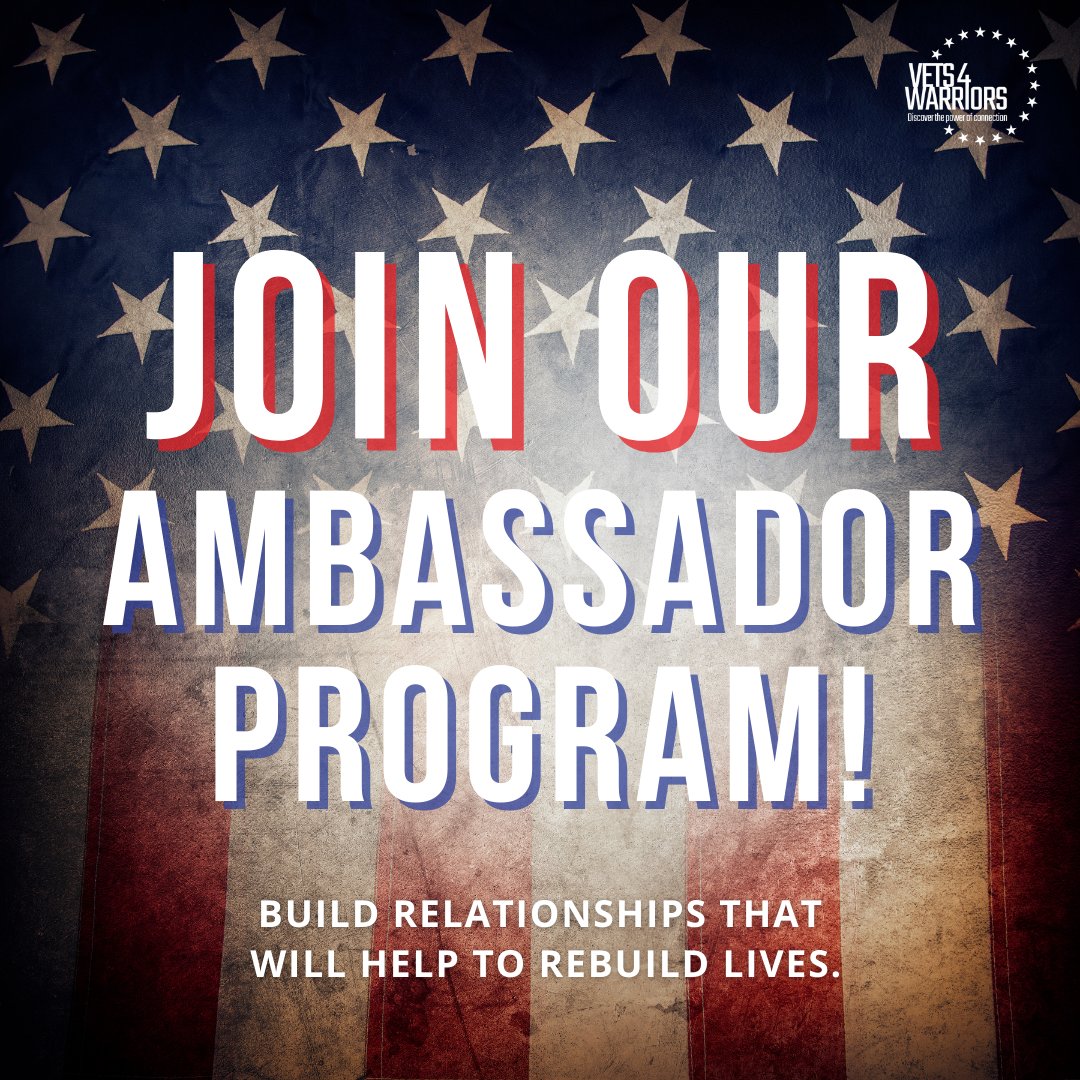 Vets4Warriors's tweet photo. We are looking for people to join our ambassador program to help us spread the word about who we are and what we do!
https://t.co/yGXfPF0JQx
#V4W #V4W10 #vets4warriors #veterans #discoverthepowerofconnection #JoinOurAmbassadorProgram https://t.co/rRuaiivhx0