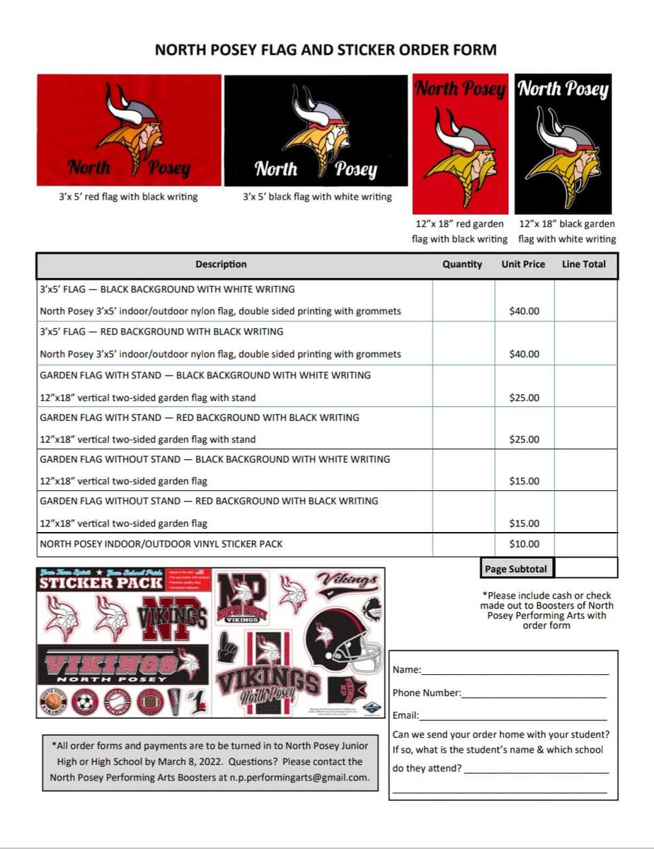 npjrh's tweet photo. Performing Arts is taking orders for North Posey flags and sticker packs. See a band or choir student by March 8th or email Mr. Walden (bwalden@northposey.k12.in.us) or Ms. Schaefer (vschaefer@northposey.k12.in.us) if interested! https://t.co/3oLzeHzQd4