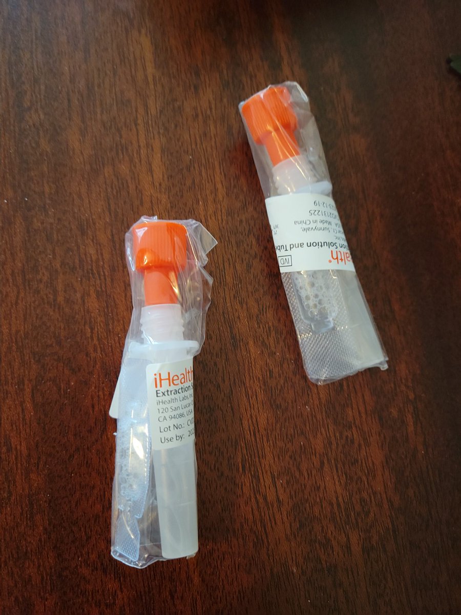 EcoShira's tweet photo. @AskTSA I'm bringing Covid rapid tests with me in carry-on. The tests contain vials with a small amount of liquid (see pic). Do I need to separate the vials from the test box and put them with my liquids, or should I leave them in the box so they're identifiable as covid tests? https://t.co/vFs6YXOpYW