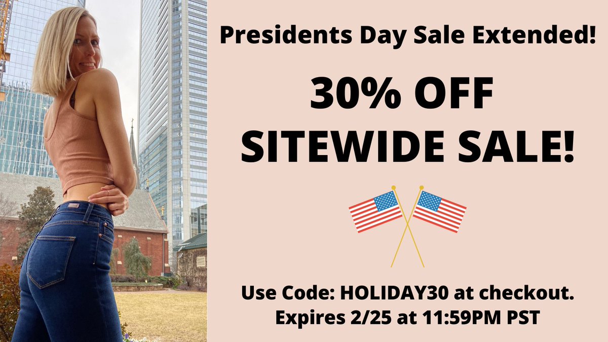 Claim your femininity wearing Principle Denim! Our President’s Day Sale is extended! 🧵💙

30% OFF your entire order! (Including already marked down styles).
Sale ends 2/25 at 11:59PM.

bit.ly/3h7MDf7

#principledenim #uptowncharlotte #charlottenc #livebyyourprinciple