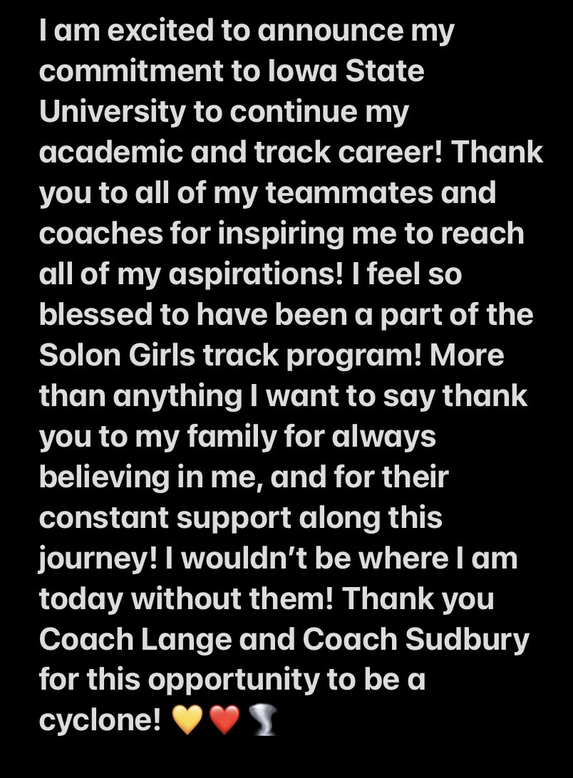 HoltkampKaia's tweet image. It’s official…                                                  @CycloneTrackXC @ladyspartanstra