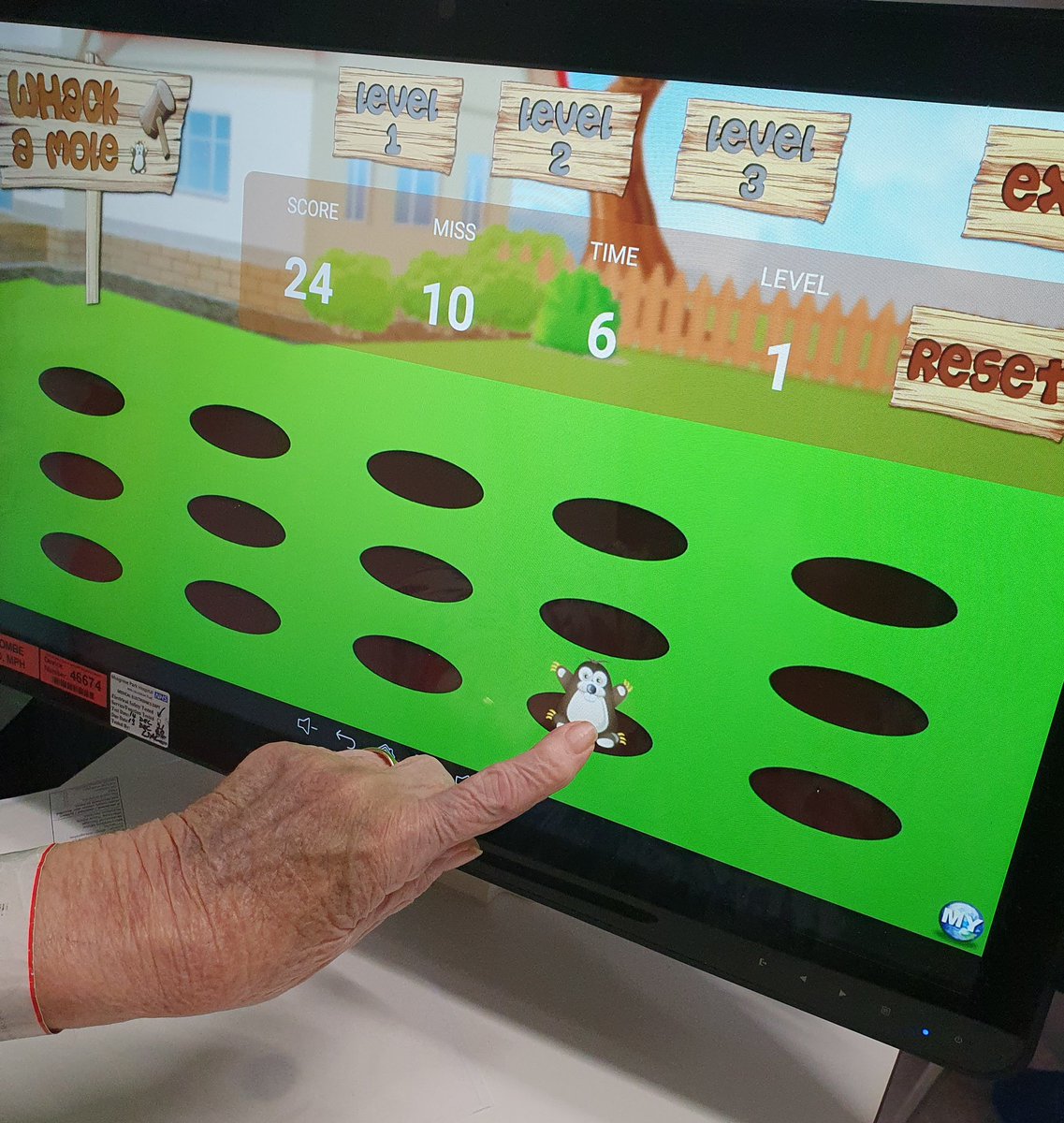 Making use of the new Rita on Triscombe Ward. This particular patient loved whac-a-mole.
#engagement #activities #elderlycare 
<a href="/KatiePa20160077/">Katie Parker</a>