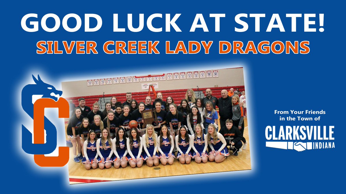 TownClarksville's tweet image. Wishing the best of luck to the Silver Creek Lady Dragons basketball team as they head to Indy to WIN STATE! #SCDragons #WinState 🏀🔷🔶 @SCHSGBB @scdragonsports @SilverCreekAD