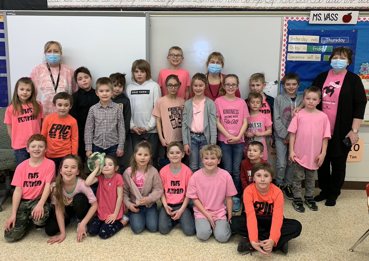NBSchoolPRSD8's tweet photo. Pink Shirt Day!  Since we are not in school today NBS students and staff wore pink on Friday. We also had some great learning around bullying, acceptance, and being kind! #prsd8 #PinkShirtDay2022 https://t.co/EBh4DX02cP