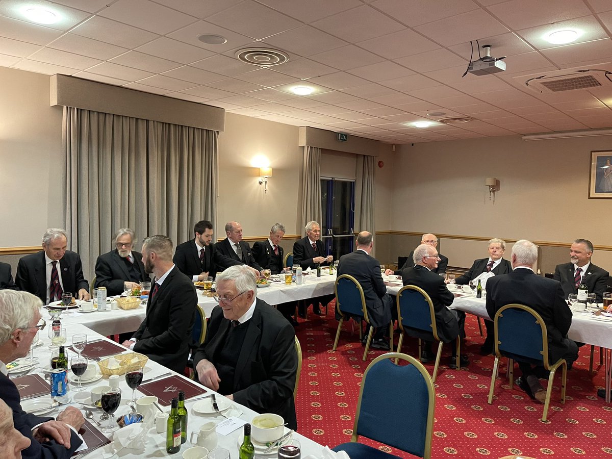 We just enjoyed a 1st degree lecture this evening followed by an excellent festive board. Great friends and brothers.