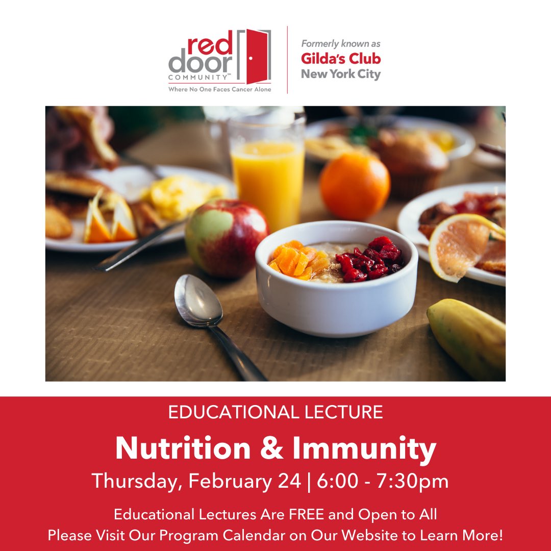 RedDoorCm's tweet photo. Join us Tomorrow, February 24th at 6:00 PM on Zoom for our Nutrition & Immunity Lecture! ππ
Register via the Program Calendar found on our website at https://t.co/hL6jBaw6PC !
#RedDoorCommunity #FreeCancerSupport #Nutrition #Immunity #HealthyLifestyle #EducationalLecture https://t.co/KQDUQg9cgE