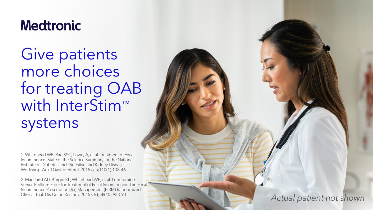 MDTPelvicHealth's tweet photo. If first or second line treatments for OAB leave patients unsatisfied ¹⋅² InterStim™ systems may help https://t.co/3fq3sYxCjg Important Safety Info: https://t.co/TCz61MiwxJ https://t.co/2GuLjSkFcn