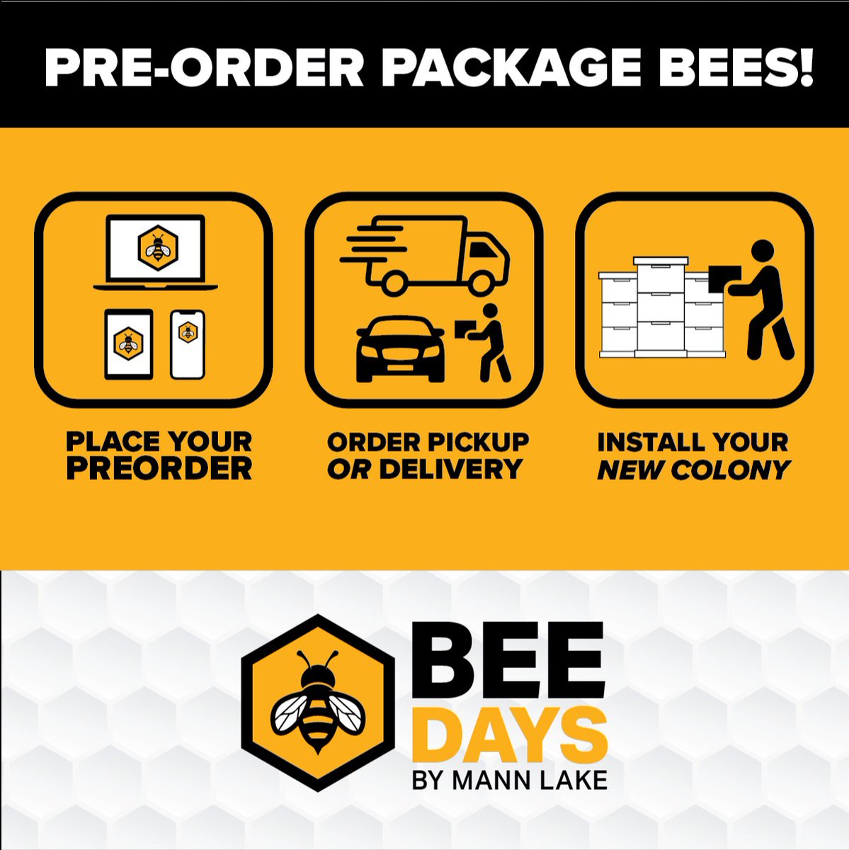 mannlake's tweet image. Start or add to your colony today! 🐝 Preordering package bees is easy and can be done in three easy steps!

Preorder package bees: ow.ly/iVh450I2EoP

#mannlake #honeybees #packagebees #beekeeping