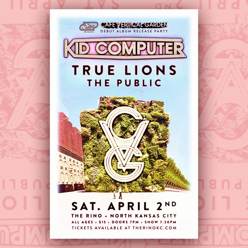 kidcomputerband's tweet photo. Yo! We’ve finished 𝘵𝘩𝘦𝘦 album. And we’re beyond thrilled to be having a release party on 𝐒𝐚𝐭. 𝐀𝐩𝐫𝐢𝐥 𝟐 @TheRinoKC with True Lions and The Public⁣⁣

Cafe Vartical Garden is out 𝐌𝐚𝐫𝐜𝐡 𝟐𝟏 🌿 https://t.co/umniQf4ZC0