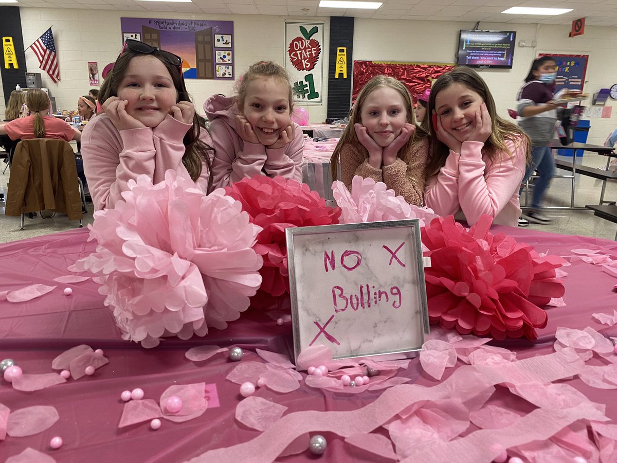 ChardonMS's tweet photo. What a DAY! CMS celebrated PINK SHIRT DAY today with a lunch time table decorating contest. Our CMS students showed how passionate they are about being UPSTANDERS not bystanders when it comes to dealing with bullying - we know that “if you see something, say something!” 🌸💓🌷🎀 https://t.co/fTFz7zFtWe