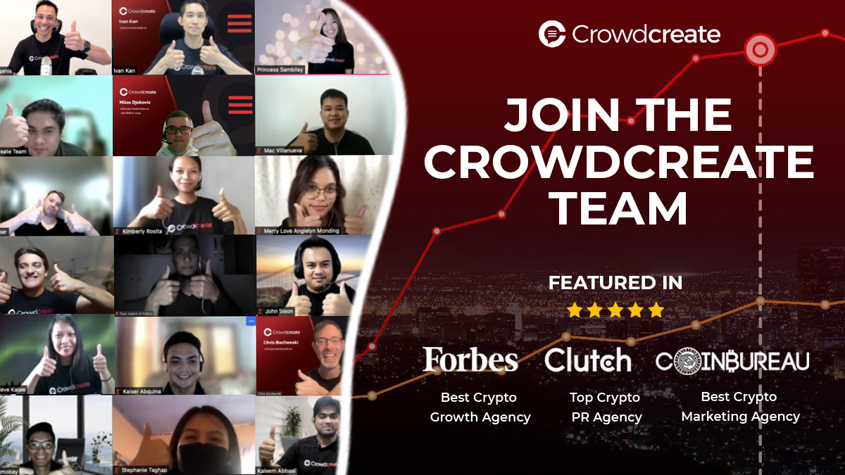 crowdcreate_us's tweet photo. Looking for a career in Crypto/NFTs/Web3? WE'RE HIRING FAST!

Crowdcreate is a leading advisory &amp; agency in blockchain since 2017. We're the trusted experts top projects go to for marketing, community growth, &amp; fundraising 🚀📈🙏

*PLEASE RE-TWEET* - https://t.co/X5sFAllUBq #jobs https://t.co/pvUVJpTZl3