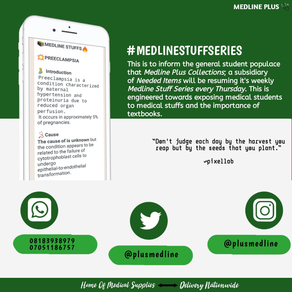 PlusMedline's tweet photo. The MedlineStuff series is geered towards exposing medics to educative, interesting and amazing contents from textbooks. Watch out on Thursday
Follow on Social media:
🪀WhatsApp: https://t.co/rbsbF860iV
Instagram: https://t.co/NN7FjkwJGG
#Medlineplus🩺
Home of medical supplies https://t.co/0HJAXxjifg