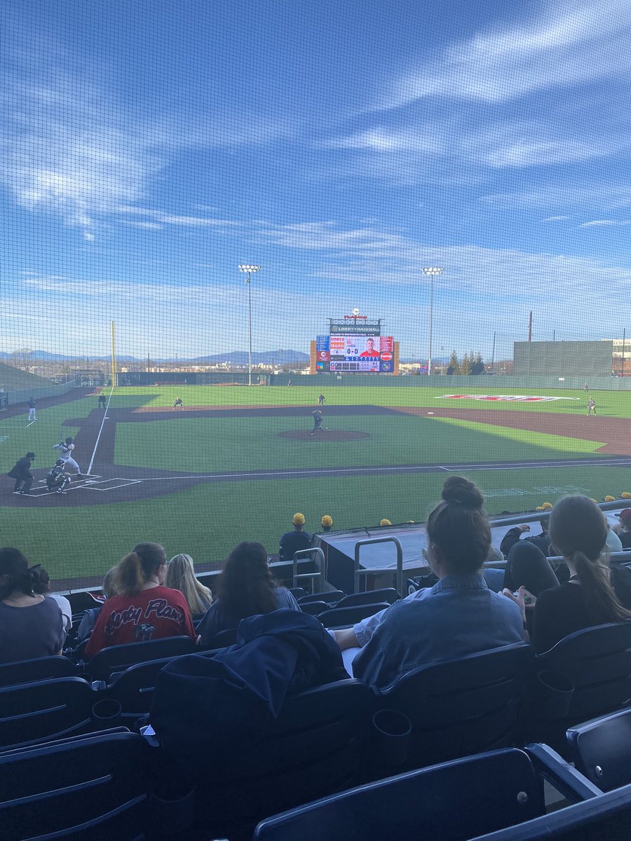 LibertyComply's tweet photo. Stop 1- @LibertyWTennis ✅ 
Stop 2- @LibertyBaseball home opener ✅
Stop 3- @LibertyMBB_ up next 

What a day on the mountain! https://t.co/R6zb3BKaJ5