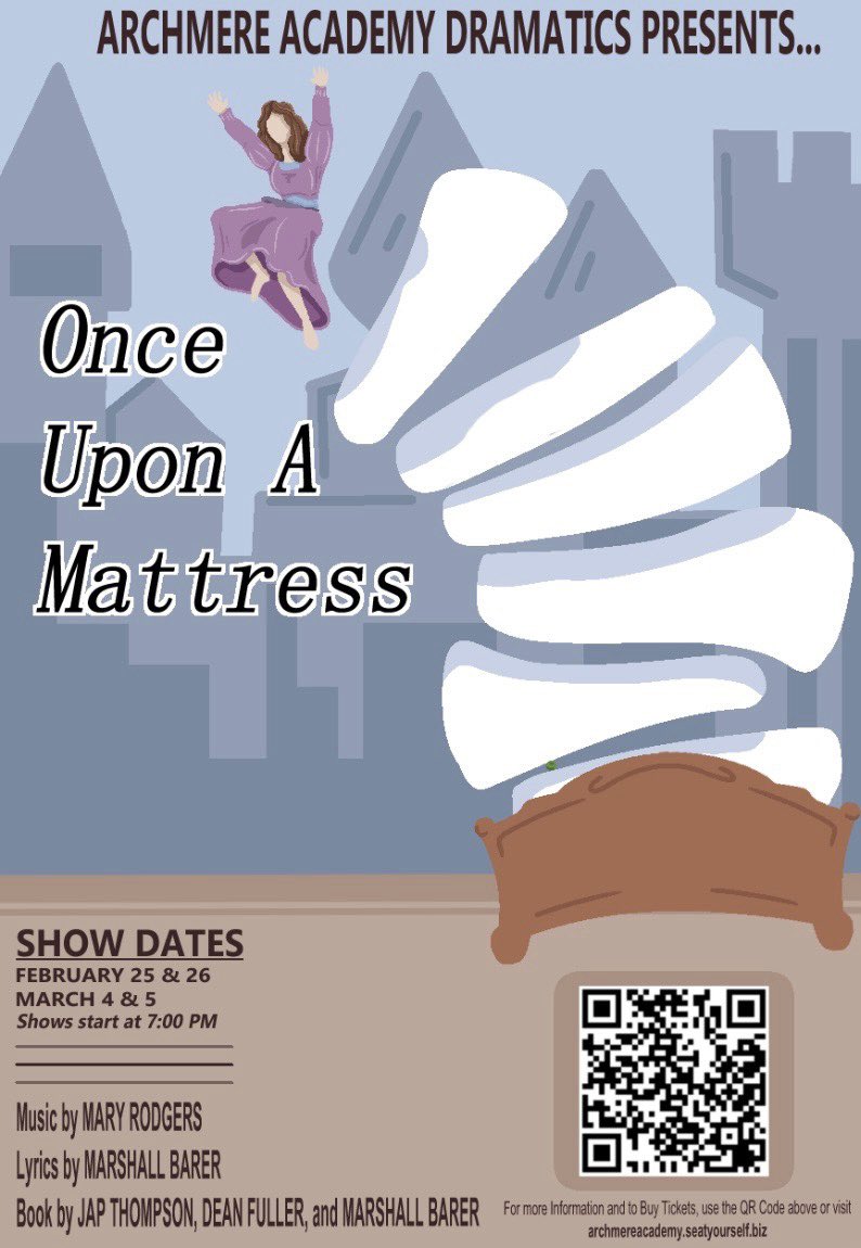 archmeredrama's tweet photo. archmere’s once upon a mattress OPENS THIS WEEKEND!!! this friday and saturday at 7pm and march 4th and 5th @ 7pm :)) SO EXCITED FOR OUR AUKTORS 🐧💚 https://t.co/BdwQnZFaby