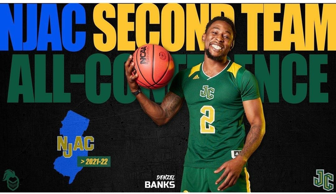 Big s/o to Sr. Captain Denzel Banks @fundz_ybm on being named to the All-NJAC Second Team! Denzel made the ALL-NJAC team four times and finished his career with over 1,200 career points! #njcu #njcumensbasketball #jerseycitysteam #knightup #rollknights