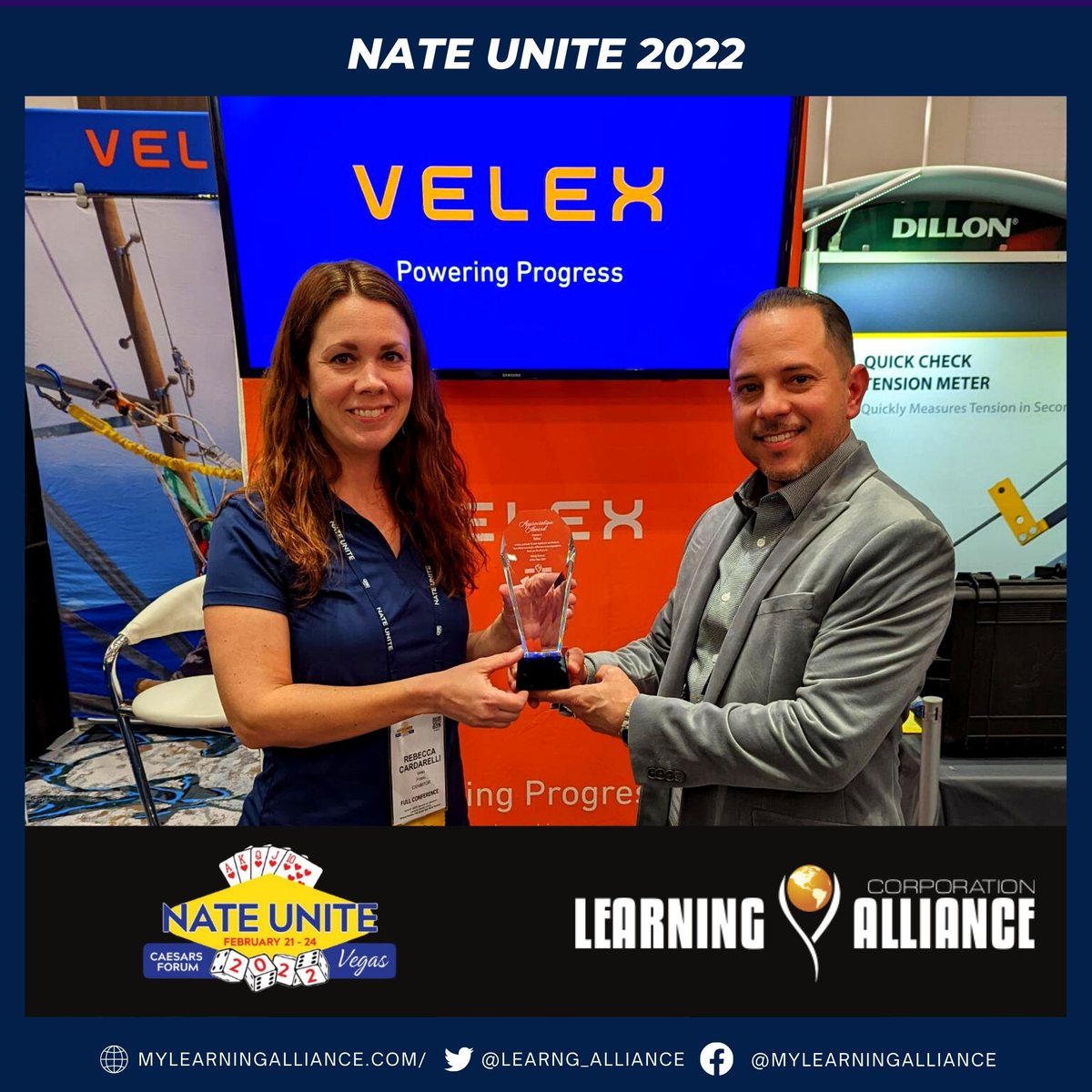 Learng_Alliance's tweet photo. LAC is proud to present @velexinc with Hiring Partner of the Year at #NATEUNITE2022.
This award is in recognition of their exceptional hiring efforts that have helped grow the telecom industry. Thank you for your commitment to excellence!
#LACInspires #ExchangingIdeas https://t.co/PVvA2DGpeU