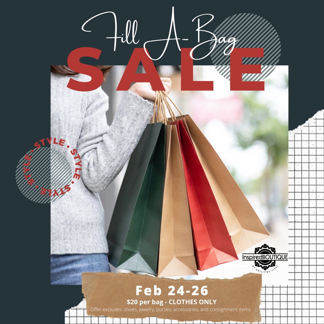 InspBoutiqueSGF's tweet photo. Get ready for our semi-annual Fill-A-Bag Sale starting tomorrow morning! $20 fills a large shopping bag. Exclusions apply. 
#upscaleresale #shopwithapurpose #inspiredboutiquesgf https://t.co/QnGOct5EYW