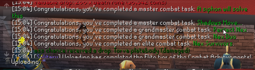 Marfooos_'s tweet photo. @JagexAsh @JagexArcane @JagexHusky  Seen this was supposed to be hotfixed but wanted to report that this bug still isnt fixed. After completing the achievements my friends client crashed causing us to lose a torva plate drop https://t.co/LvQBaMIBhP