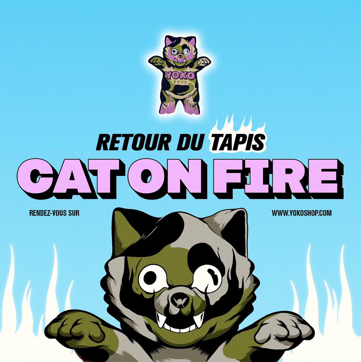 yokoshop's tweet photo. 🙀C’est le retour du CAT ON FIRE !🔥 

Vous nous l’avez demandé, nous avons écouté 😌 Le TAPIS Cat on fire est de retour en stock sur notre site ! 🤝🐱

100% laine / fabrication artisanale / taille : 112x89 cm 

Rendez-vous sur https://t.co/5u3sPFHWuH https://t.co/Ez8c2gfbd4