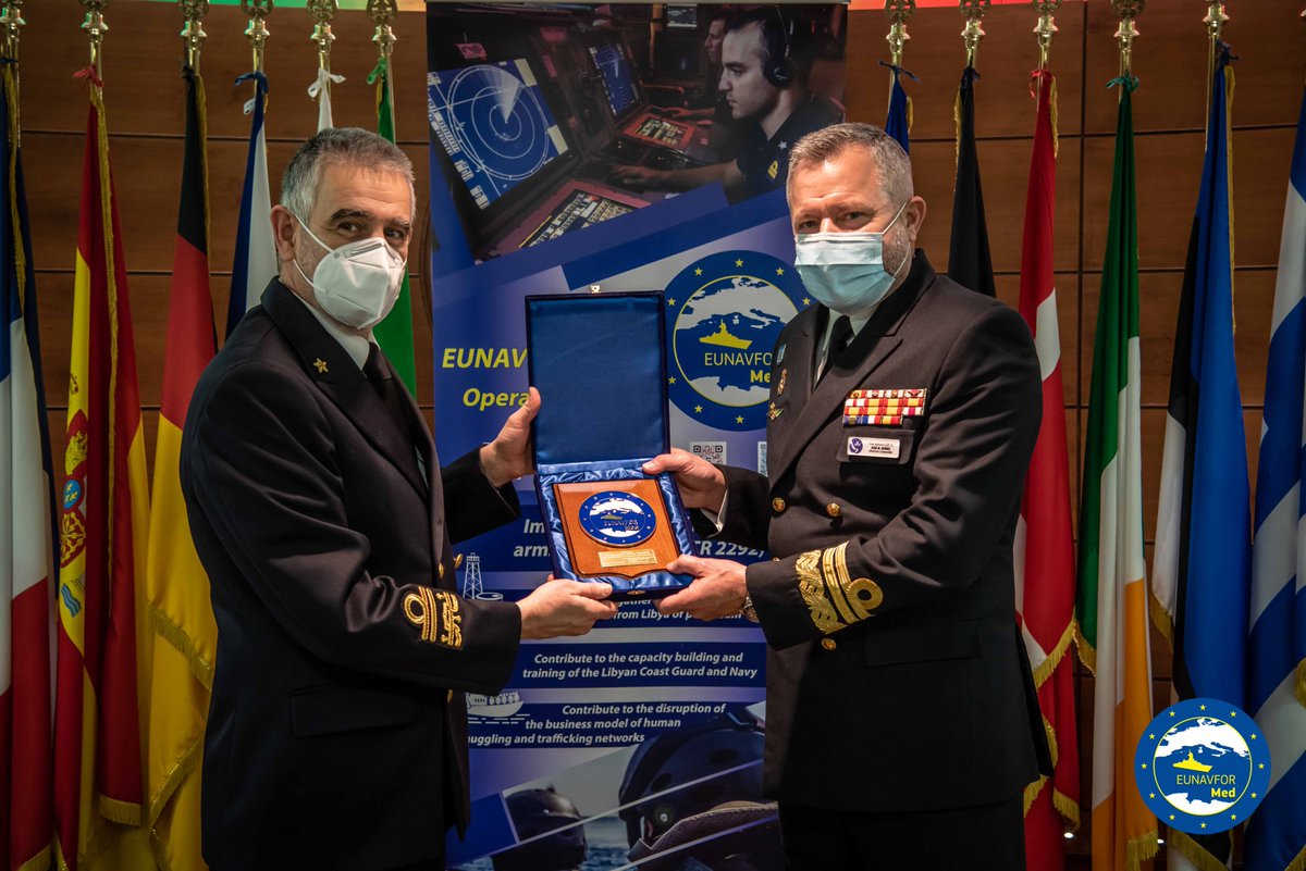 Vice Admiral José M. Núñez Torrente, #EUNAVFORSomalia #Atalanta Op C, visited IRINI OHQ in Rome and met RAdm Stefano Turchetto, Eunavfor Med #IRINI OpCdr. #ATALANTA is the name given to the #EU operation combat acts of #piracy of the coast of Somalia bit.ly/35fyvOh