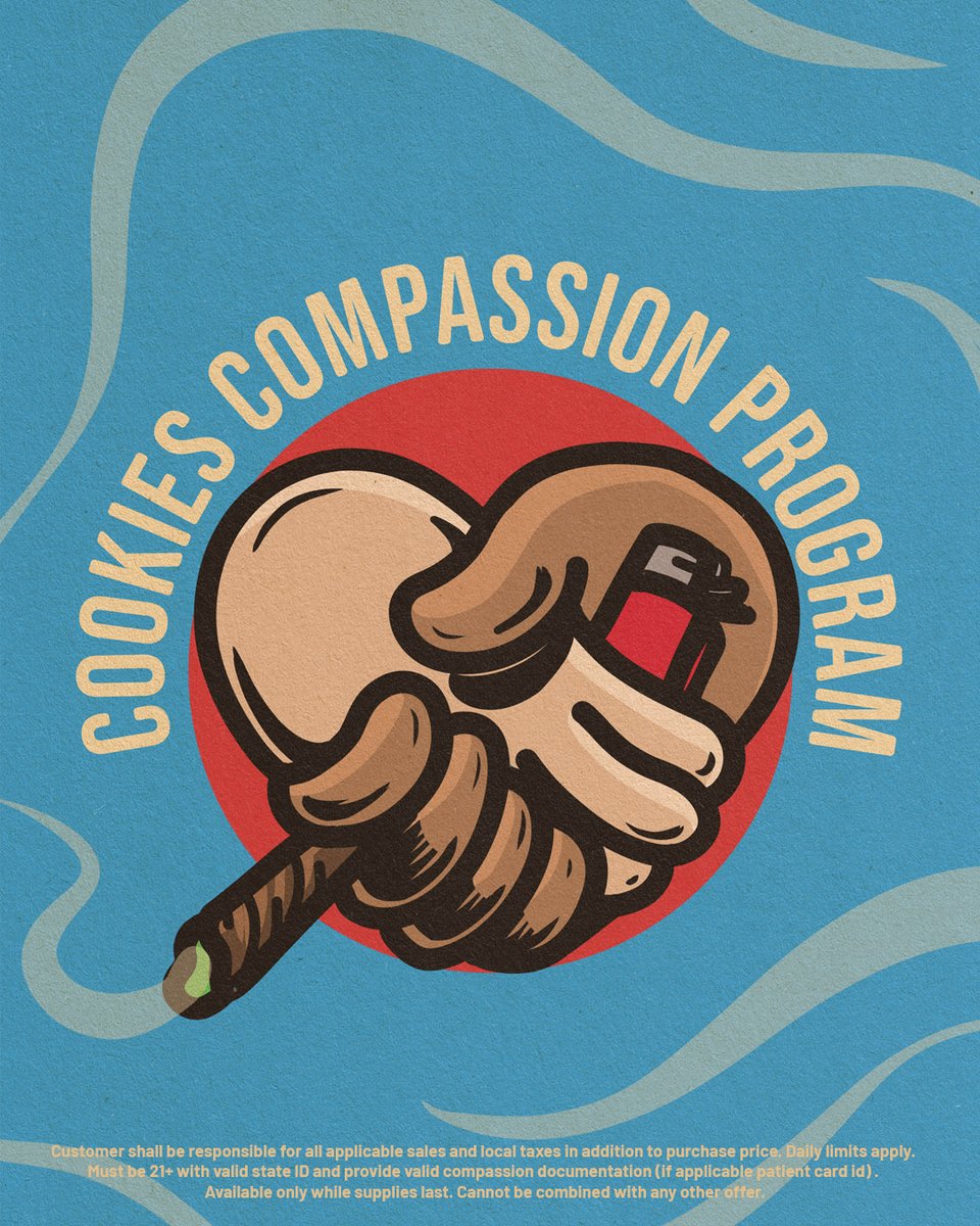 cookiessanbern's tweet photo. To show our appreciation for the cannabis community, we will offer 1$ 8ths for any ex military or anyone on government assistance, quarter limit . Please make sure to call & ensure your store has product . Please spread the word for those that need it. #CookiesCompassion ❤️ https://t.co/nbw7IsnyBr