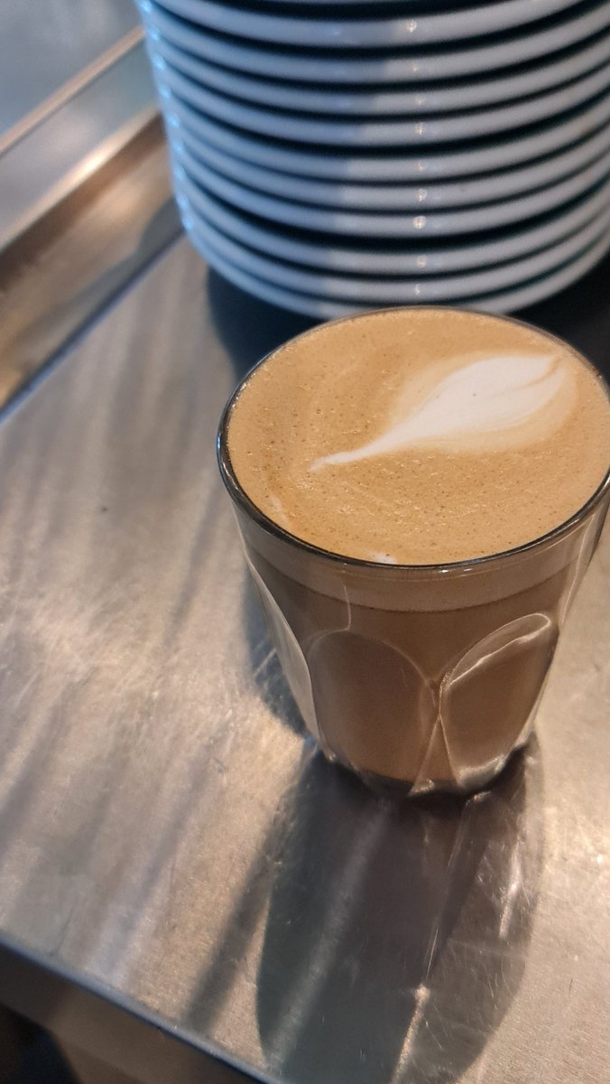 koncavechest's tweet photo. Made a dirty chai latte today cuz I had a leftover shot after making a piccolo latte. #BaristaInTraining https://t.co/2nQTtS2y3l